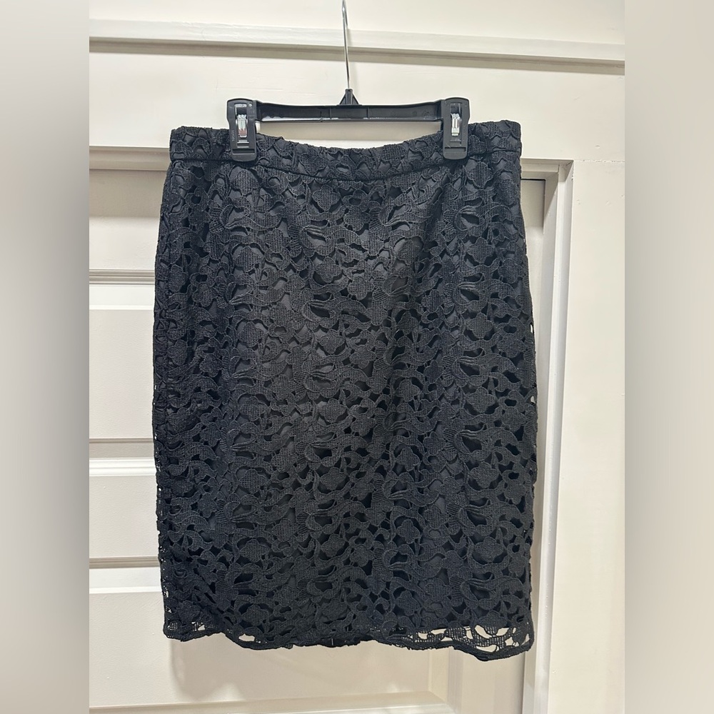 Jcrew black lace overlay skirt size 8